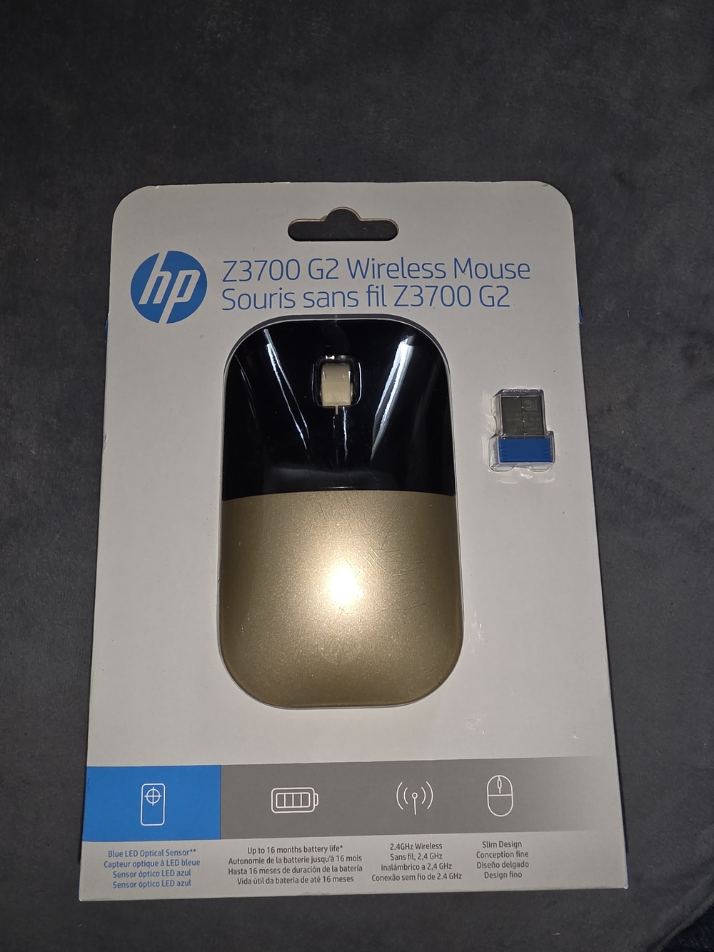 HP Z3700 G2 Wireless Mouse - Black & Gold